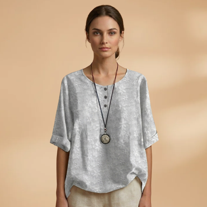 Women's Blouse with Floral Pattern and Relaxed Fit