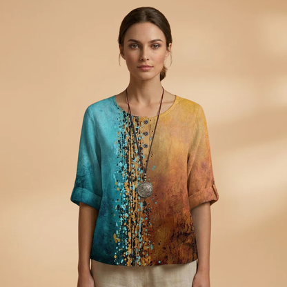 Women's Blouse with Floral Pattern and Relaxed Fit