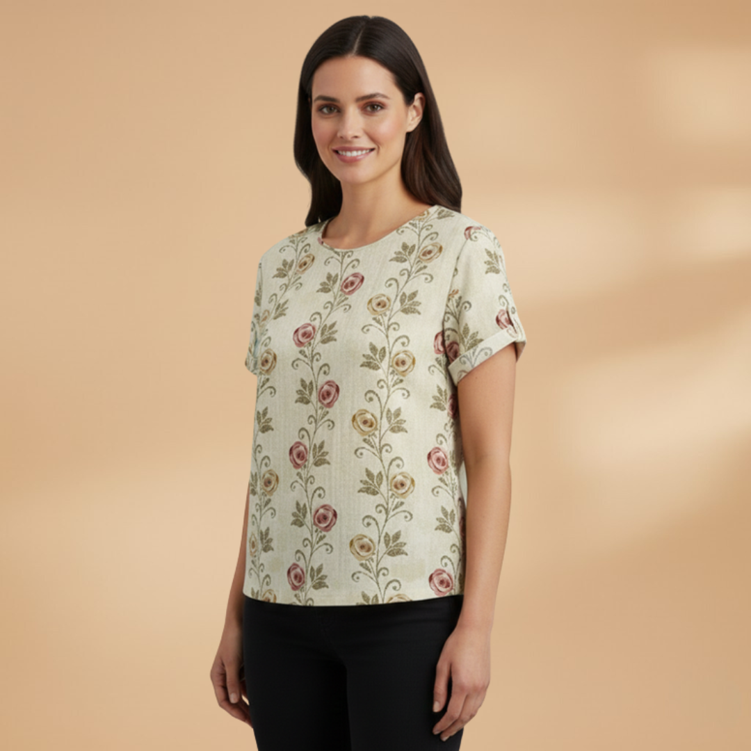 Women’s Blouse with Floral Print and Button Fastening