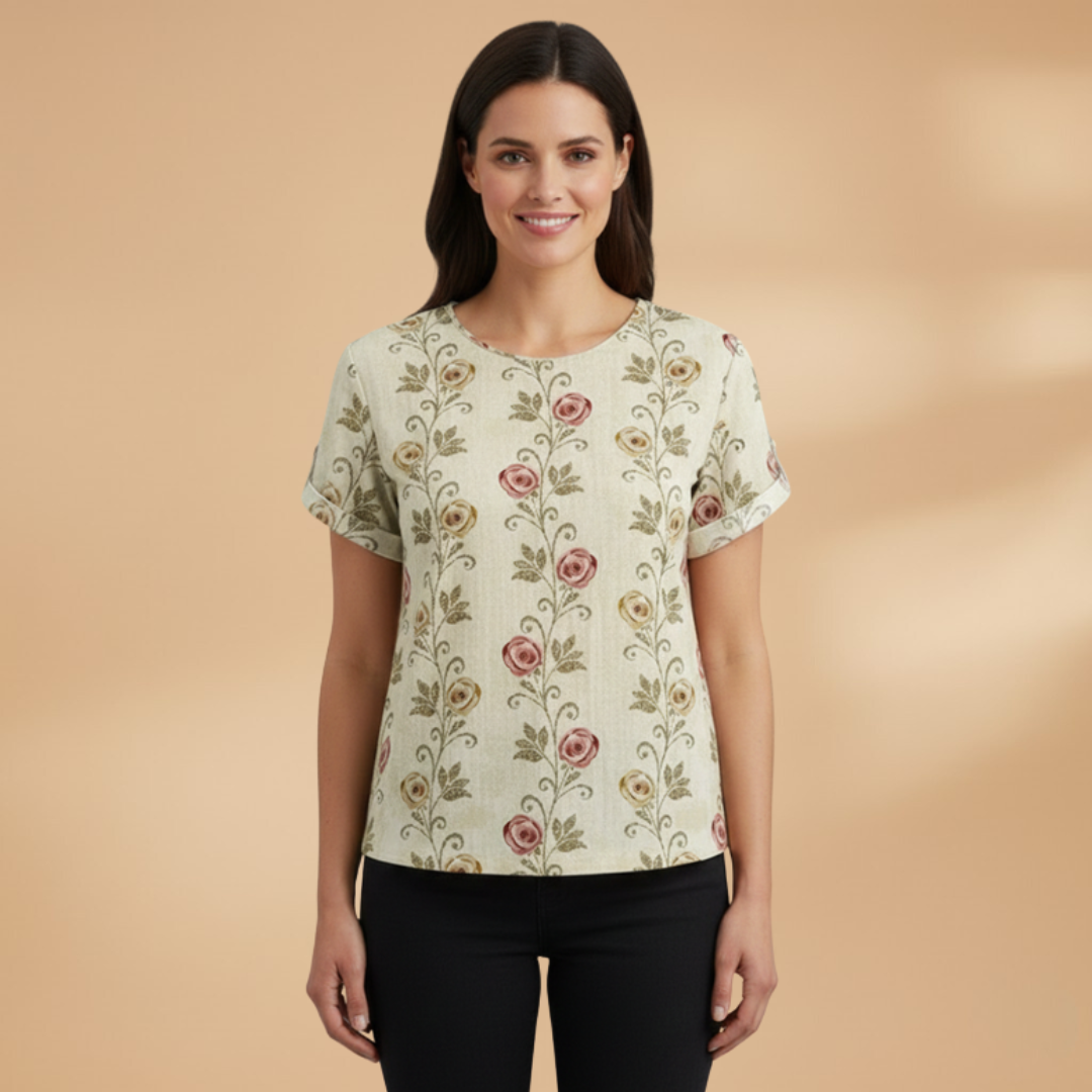 Women’s Blouse with Floral Print and Button Fastening