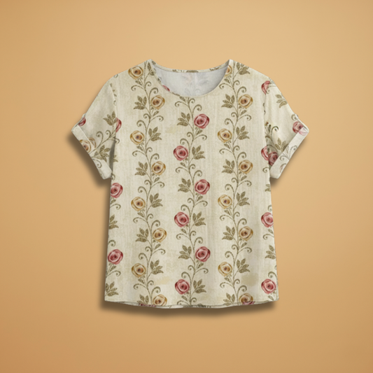 Women’s Blouse with Floral Print and Button Fastening