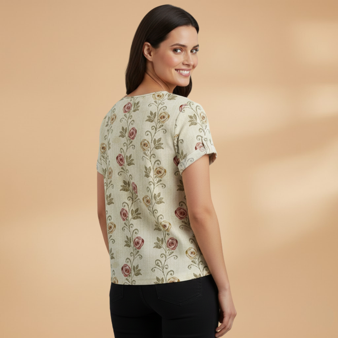 Women’s Blouse with Floral Print and Button Fastening