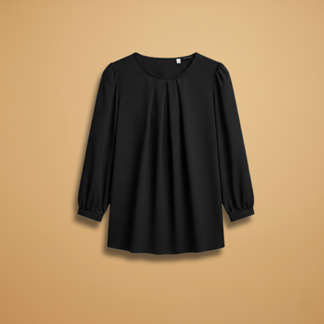 Women's Blouse with Puff Sleeves and Pleats for Elegant Styling