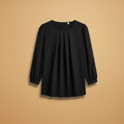 Women's Blouse with Puff Sleeves and Pleats for Elegant Styling