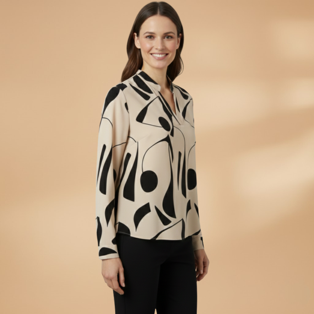 Women's Blouse with Round Neck and Long Sleeves