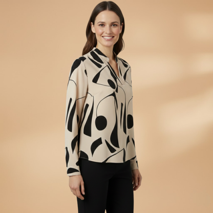 Women's Blouse with Round Neck and Long Sleeves