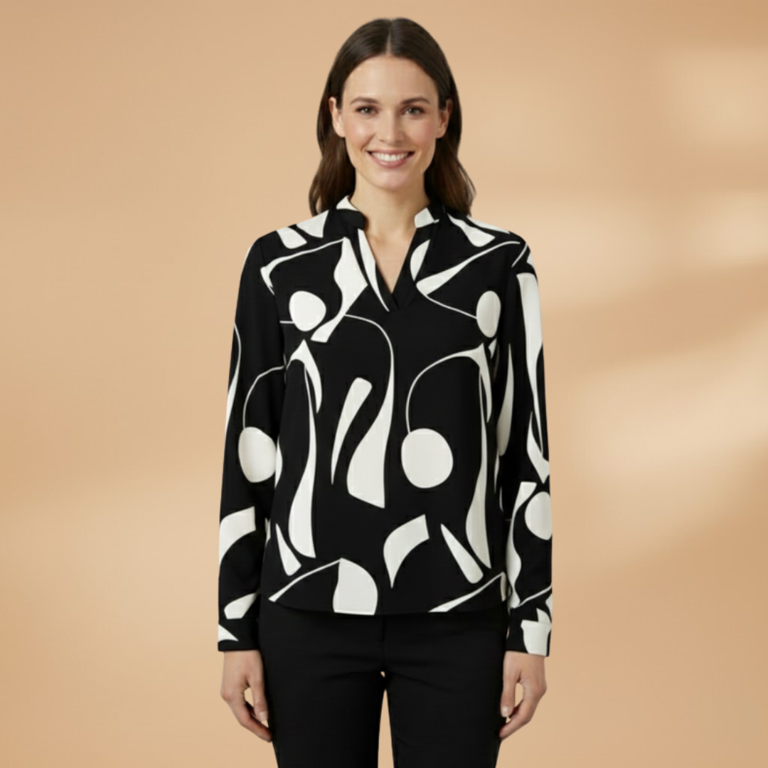 Women's Blouse with Round Neck and Long Sleeves