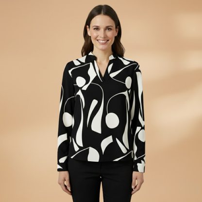 Women's Blouse with Round Neck and Long Sleeves