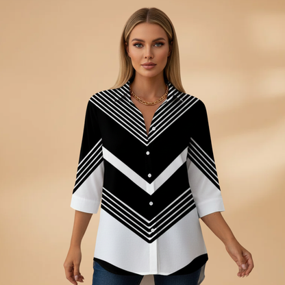 Women's Casual Blouse with Floral Pattern and Loose Fit