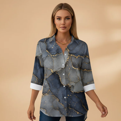 Women's Casual Blouse with Floral Pattern and Loose Fit