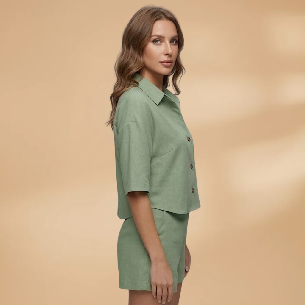 Women’s Casual Set with Short Shirt and Shorts
