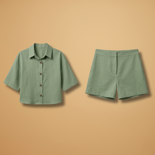 Women’s Casual Set with Short Shirt and Shorts