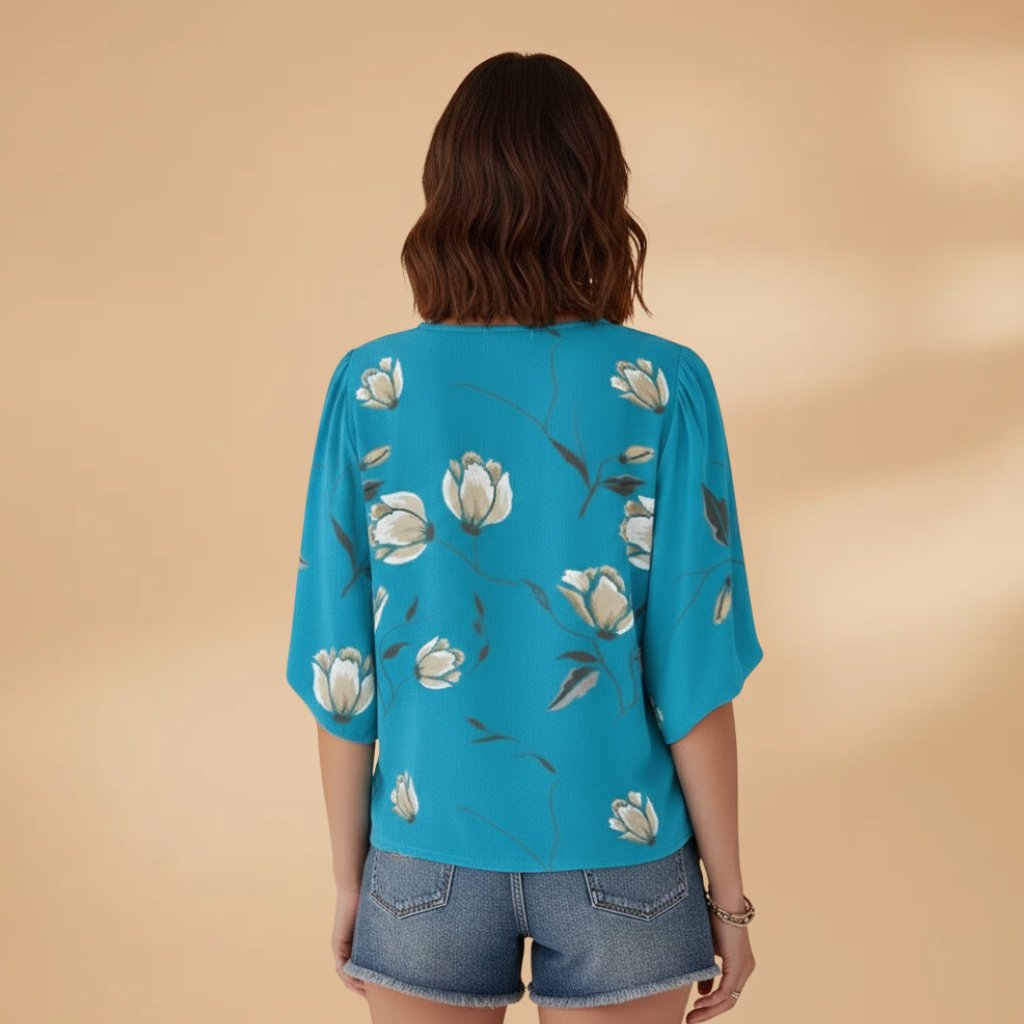 Women's Floral Print Blouse with Loose Fit for Summer