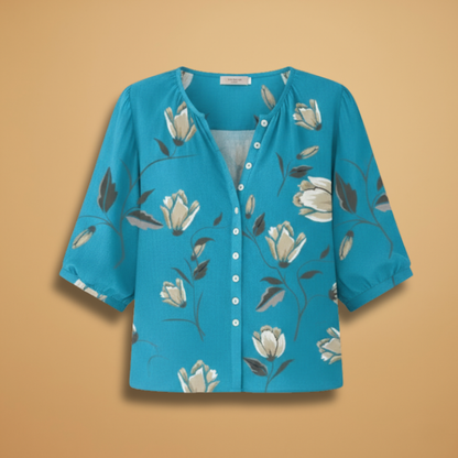 Women's Floral Print Blouse with Loose Fit for Summer