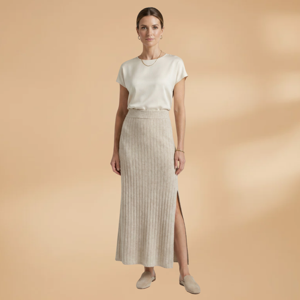 Women’s Knitted Skirt with Tailored Fit and Flowing Hem