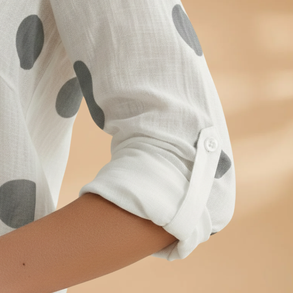 Women’s Long-Sleeve Blouse with Polka Dot Pattern