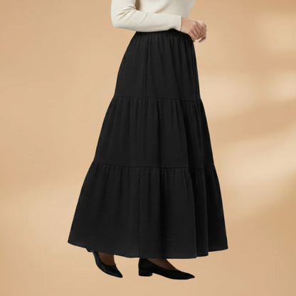 Women’s Maxi Skirt with Elasticated Waistband and Layered Design