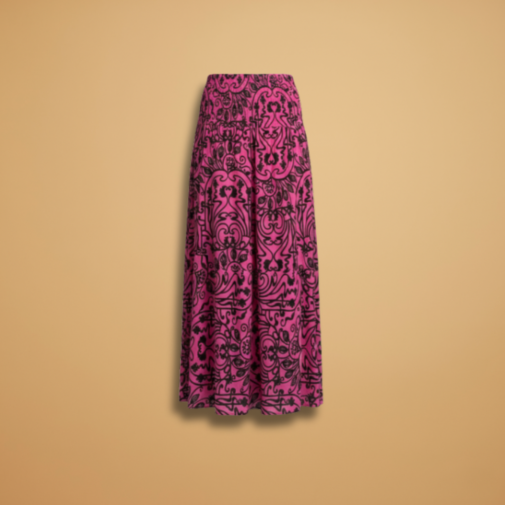 Women's Maxi Skirt with Floral Pattern and Waistband