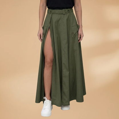 Women's Maxi Skirt with High Split and Side Pockets