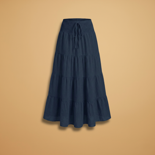Women's Maxi Skirt with Ruffle Layers and Adjustable Waist
