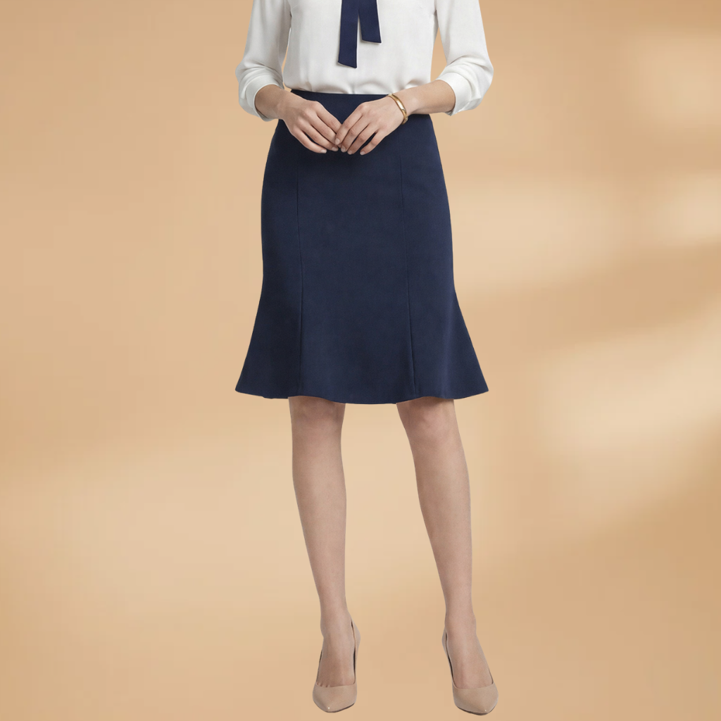 Women’s Midi Skirt with Flared Design and Fitted Cut