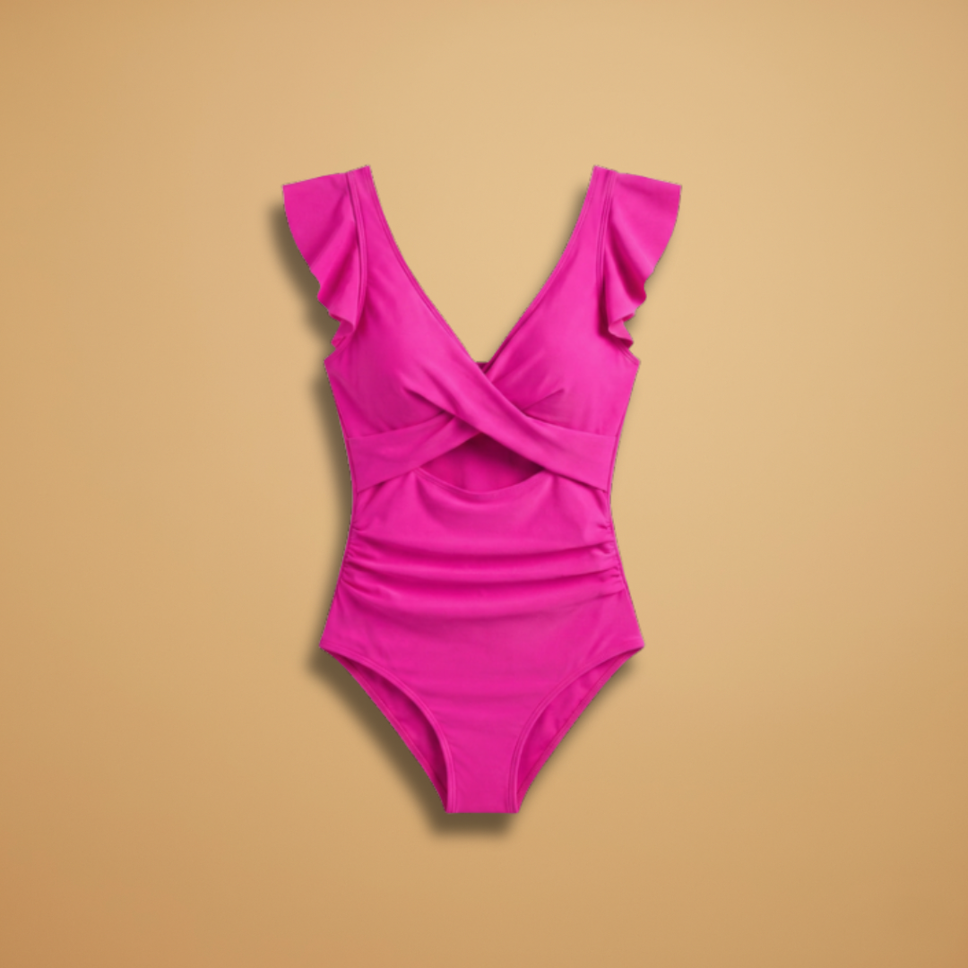 Women’s One-Piece Swimsuit with Ruffles and Adjustable Straps