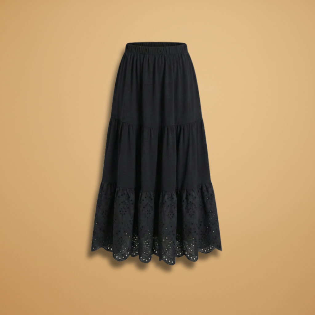 Women's Plus Size skirts Black A-Line Skirt with Waistband