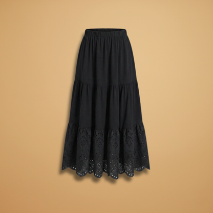 Women's Plus Size skirts Black A-Line Skirt with Waistband