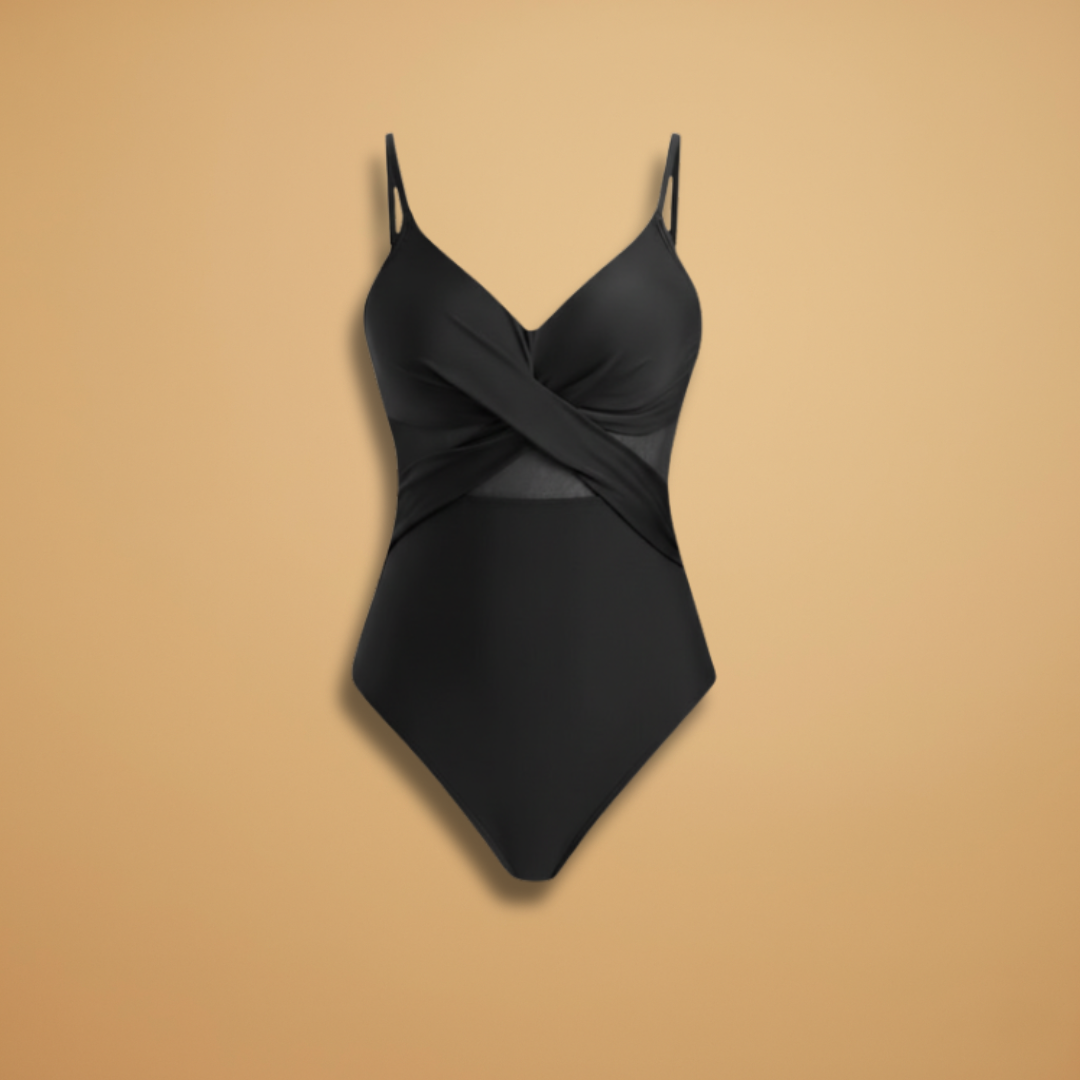 Women’s Push-up Swimsuit with Mesh Inserts and Adjustable Straps