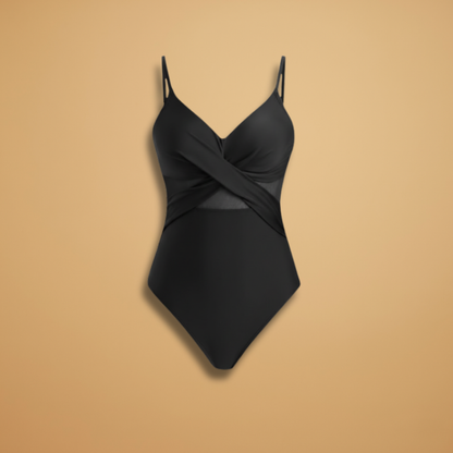 Women’s Push-up Swimsuit with Mesh Inserts and Adjustable Straps