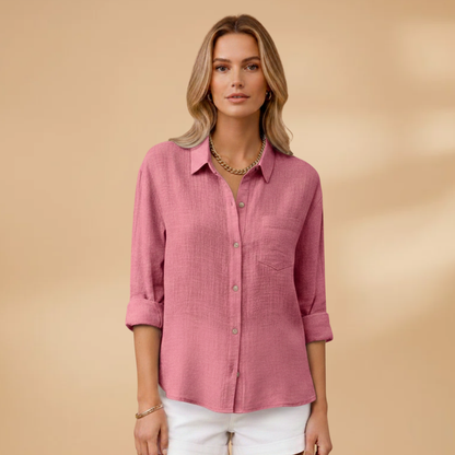 Women's Short Sleeve Blouse with Button Placket for Summer Wear