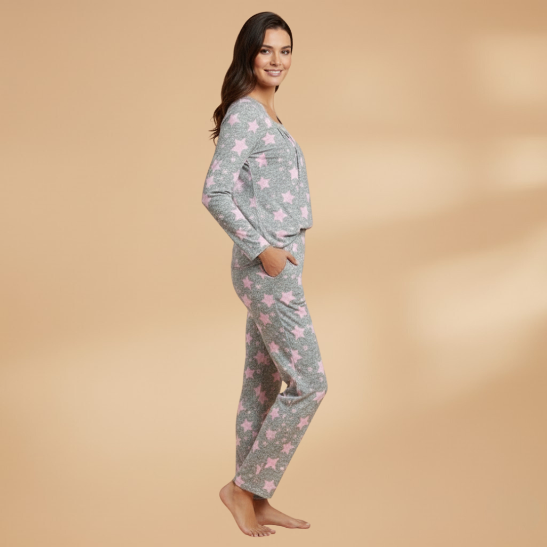 Women’s Star Print Pyjama Set with Elasticated Waistband