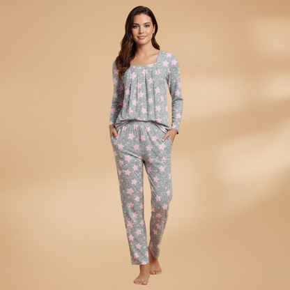 Women’s Star Print Pyjama Set with Elasticated Waistband