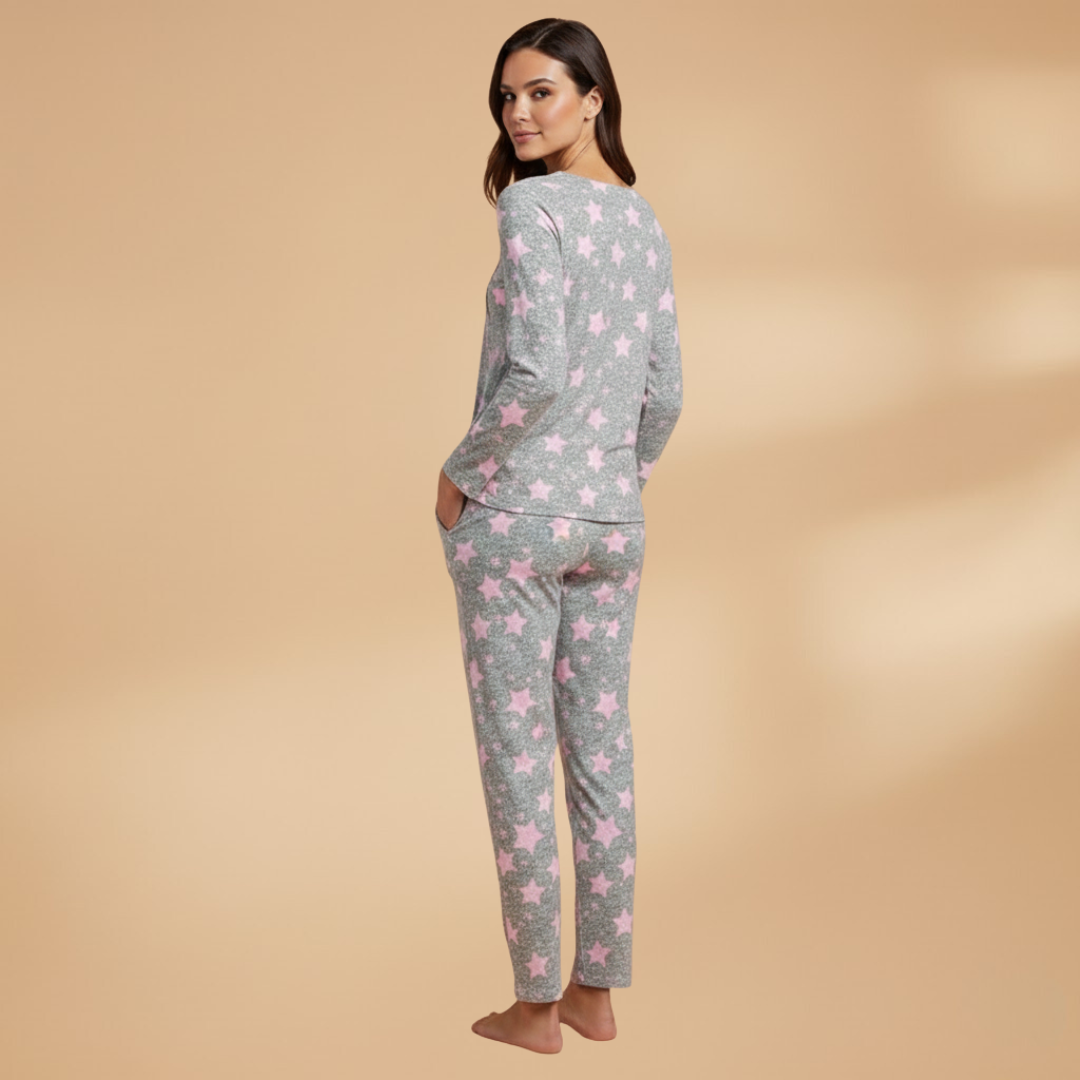 Women’s Star Print Pyjama Set with Elasticated Waistband