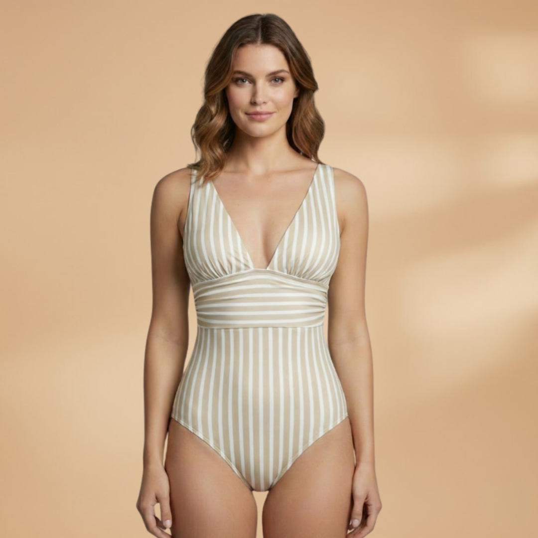 Women's Swimsuit with Striped Pattern and Adjustable Straps