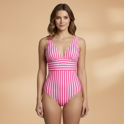 Women's Swimsuit with Striped Pattern and Adjustable Straps