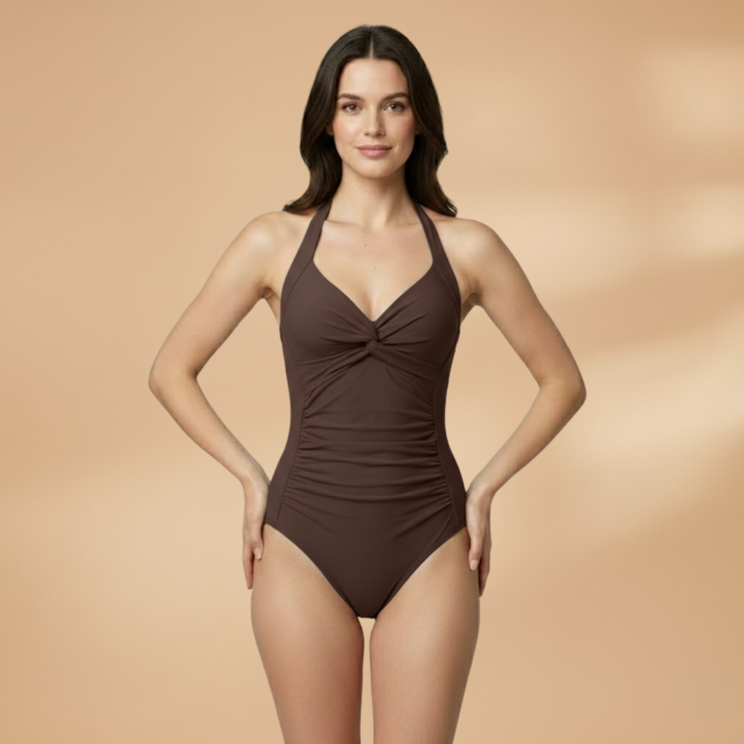 Women's Swimsuit with V-Neckline and Adjustable Straps