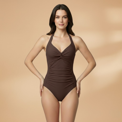 Women's Swimsuit with V-Neckline and Adjustable Straps