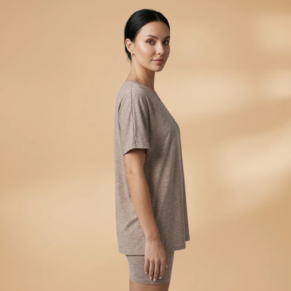 Women’s T-Shirt and Shorts Set with Relaxed Fit and Leopard Print