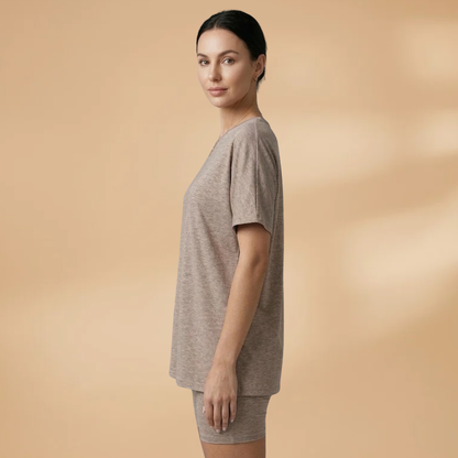 Women’s T-Shirt and Shorts Set with Relaxed Fit and Leopard Print