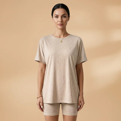 Women’s T-Shirt and Shorts Set with Relaxed Fit and Leopard Print