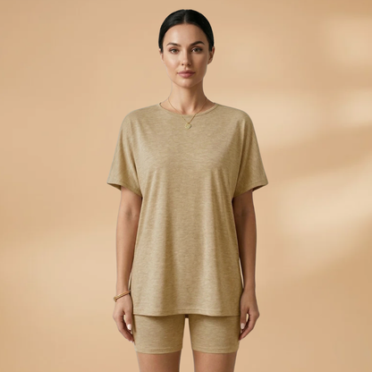 Women’s T-Shirt and Shorts Set with Relaxed Fit and Leopard Print