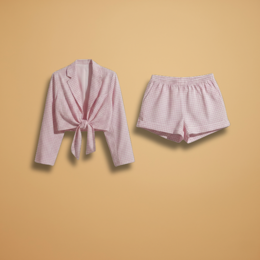 Women’s two-piece set with Crop Top and Elastic Shorts