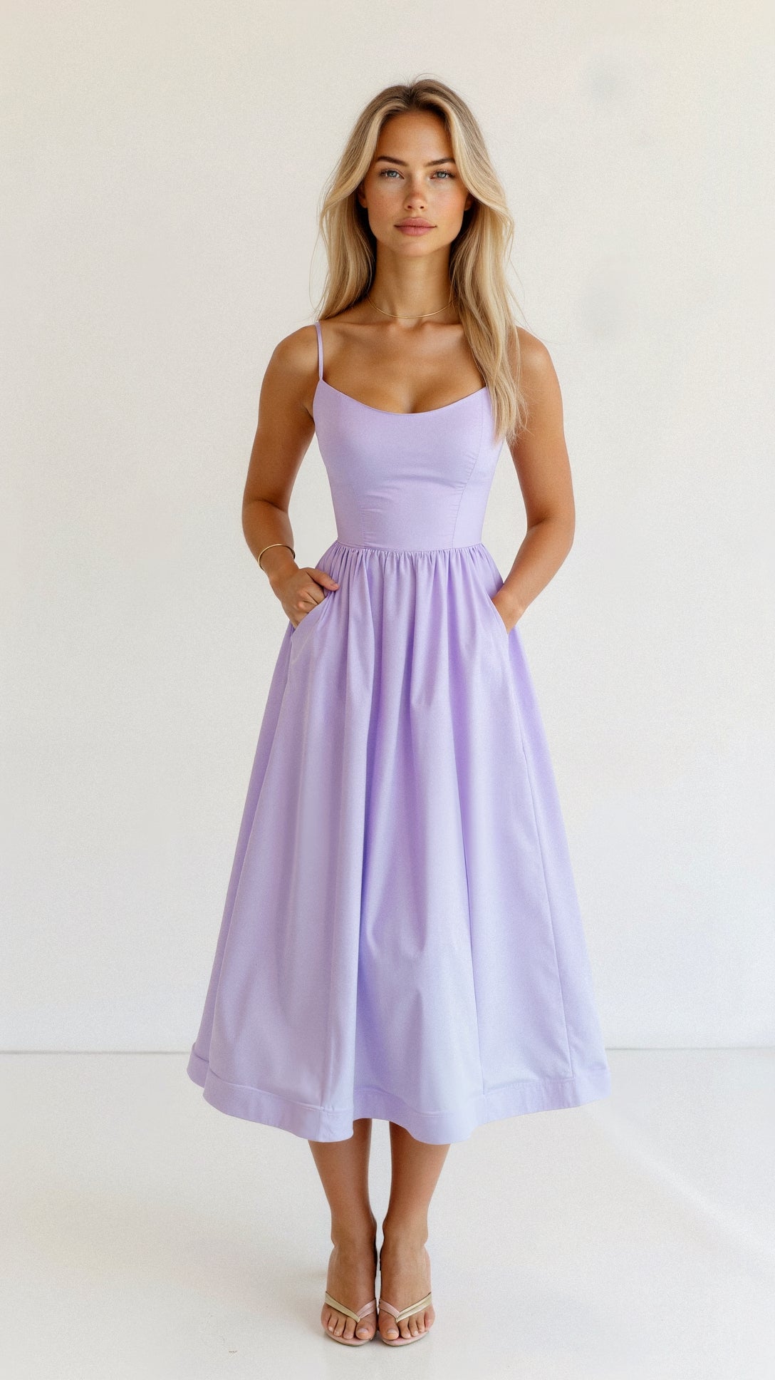 Women’s A Line Midi Dress Ascot Style