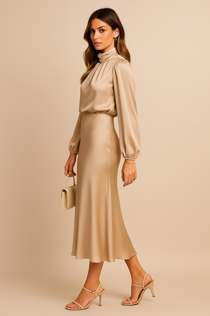 Women’s High Neck Midi Dress Style