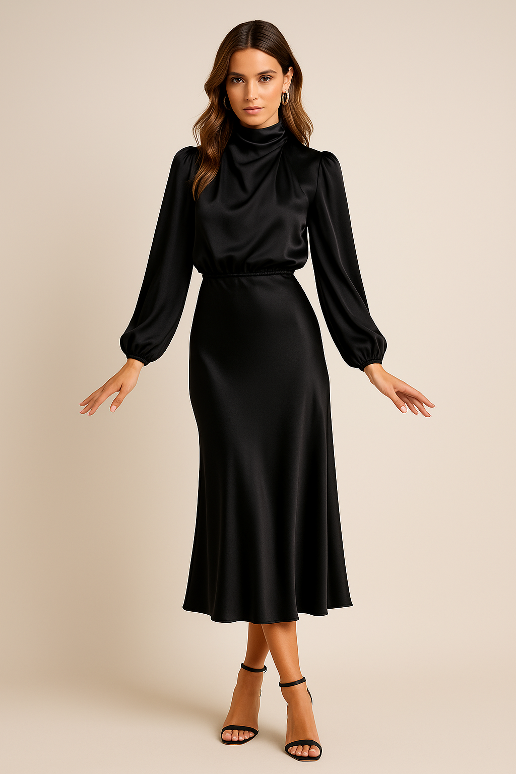 Women’s High Neck Midi Dress Style