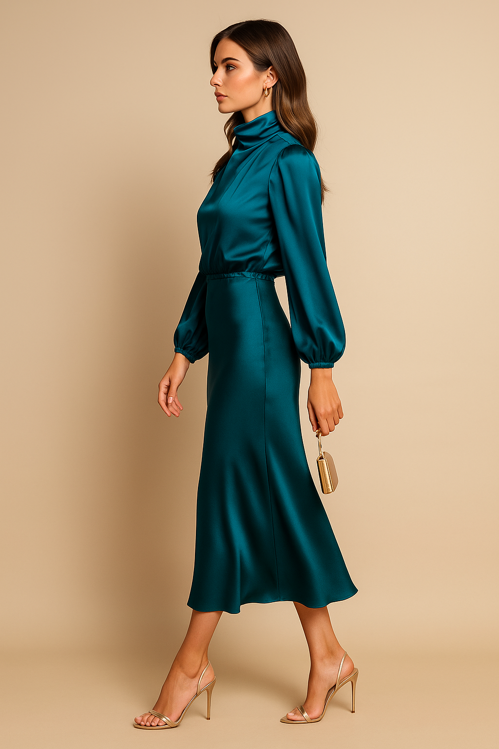 Women’s High Neck Midi Dress Style