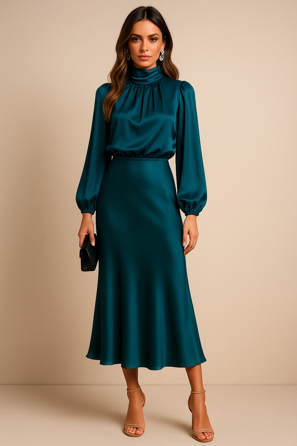 Women’s High Neck Midi Dress Style