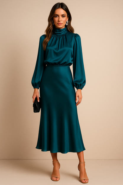 Women’s High Neck Midi Dress Style