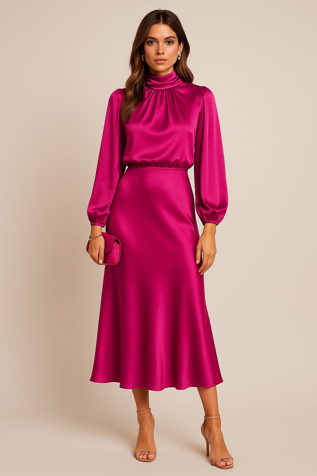 Women’s High Neck Midi Dress Style